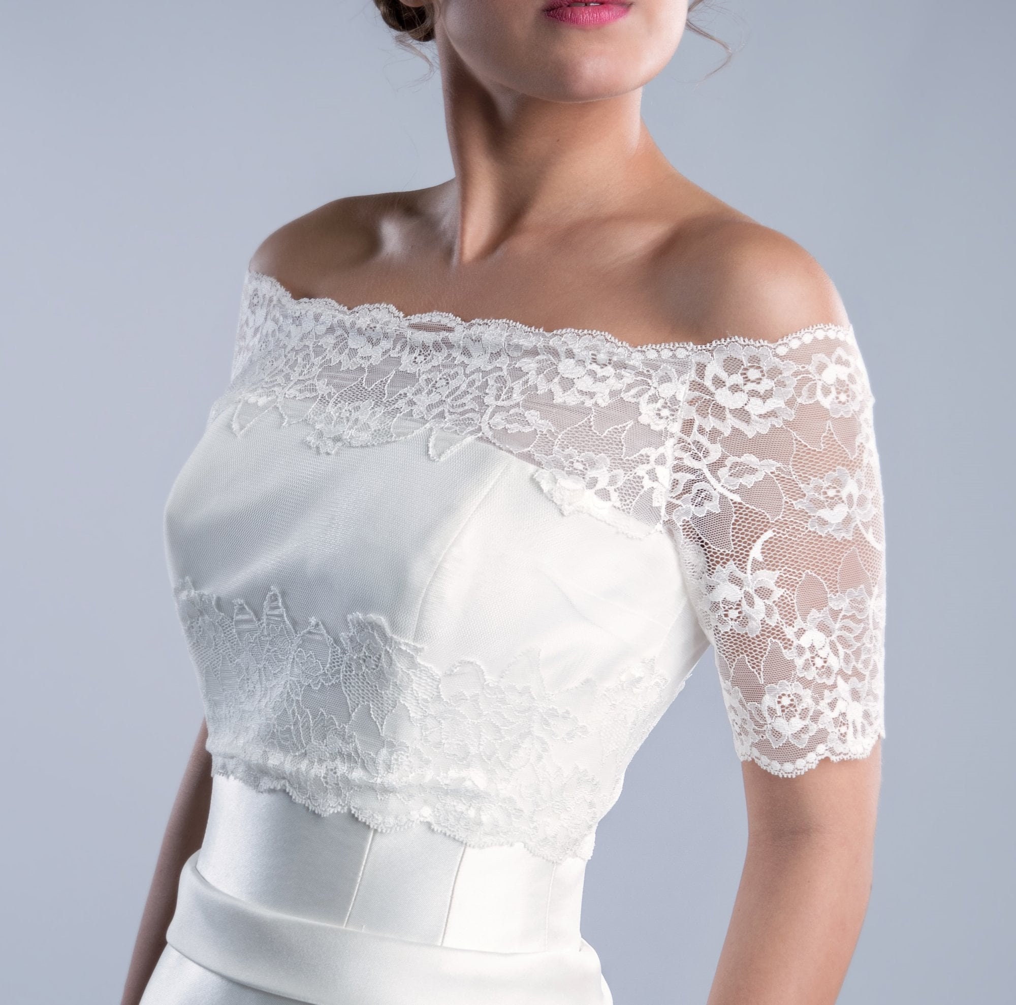 Bridal Lace Bolero, Off-White Wedding Jacket, Handmade