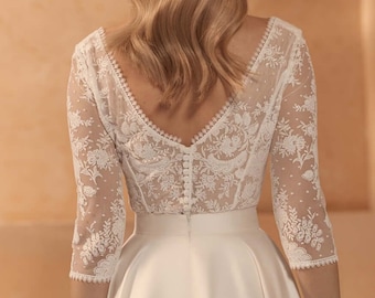 Boléro de mariée bohème, Chaqueta Novia de Encaje, Bolero de Boda de encaje/ Bolero Novia maga 3/4