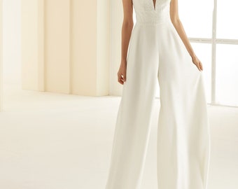Bridal jumpsuit/ Elopement dress/ Bridal Jumpsuit Dress/ White Jumpsuit Bridal/Casual wedding dress boho