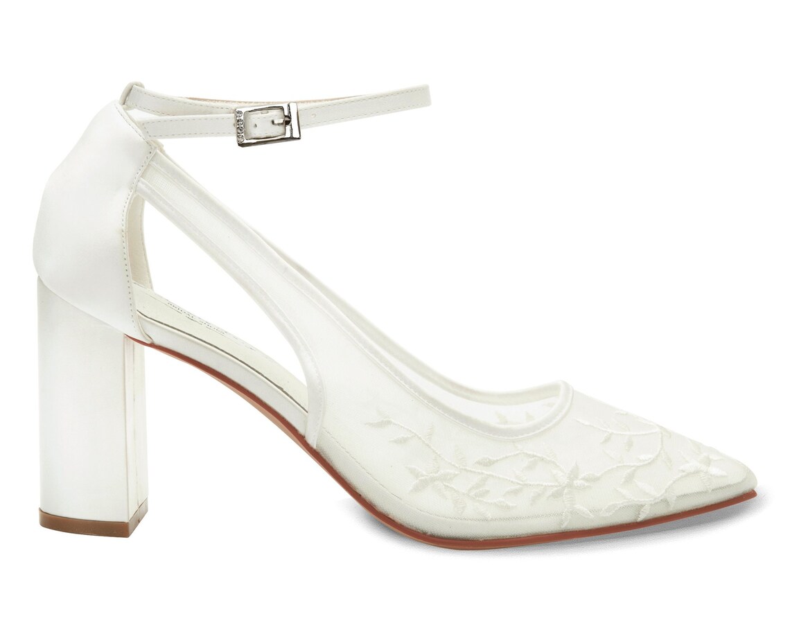 Bridal Shoes With Lace, off White Bridal Sandals, Bridal Shoes Block ...