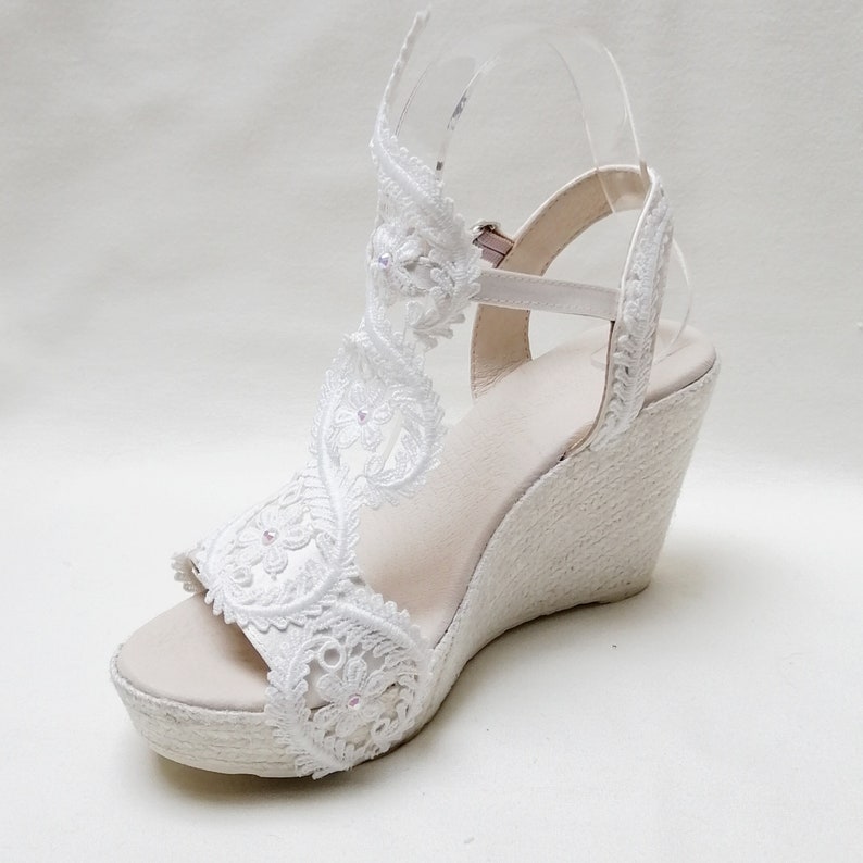 Alpargatas Novia, Brautsandalen, Strandhochzeitssandalen, Brautpartygeschenk, Sommersandalen, Sandalen mit Jutekeil für Bräute Bild 5