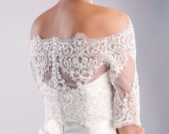 Bridal lace top, Bridal jacket, Bridal lace jacket, Bridal Bolero, Lace Bolero for Wedding, , Bridal bolero short sleeve