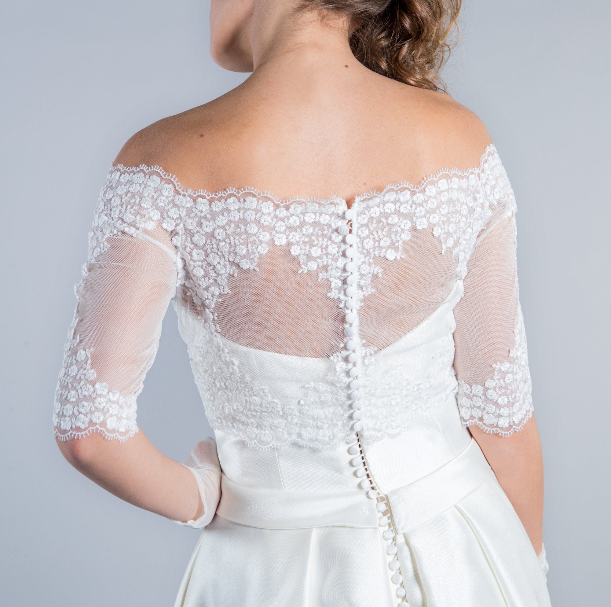 Off White Lace Bridal Bolero, Wedding Cover Up
