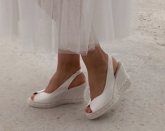 Espadrillas da sposa, espadrillas bianche per spose, scarpe da sposa, espadrillas per spose, espadrillas con zeppa da matrimonio