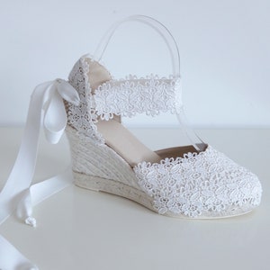 Diegos® Authentic Handmade Spanish Espadrilles, White wedge wedding shoes