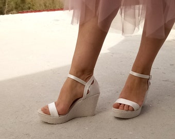 Sandalias de novia, Zapatos de novia, Espadrilles de mariage, Jutes pour mariées, Chaussures compensées pour mariées, Chaussures compensées pour mariées