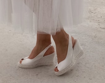 white wedge sandals wedding