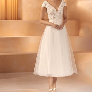 Bridal separates tops and skirts, Courthouse dress, Bridal tulle skirt with glitter, Civil wedding dress,Bridal separates, Lace bridal top