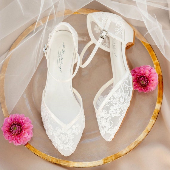 Buy Low-heeled Bridal Shoes, Flat Wedding Shoes, Low-heeled Bridal