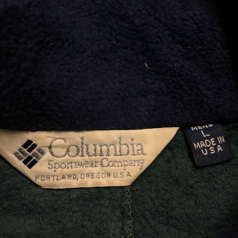 Rare!! Vintage Columbia Fleece Two Tone Zipper Usa Made