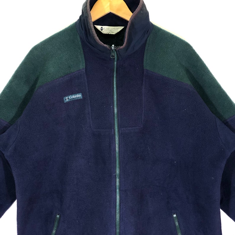 Rare!! Vintage Columbia Fleece Two Tone Zipper Usa Made
