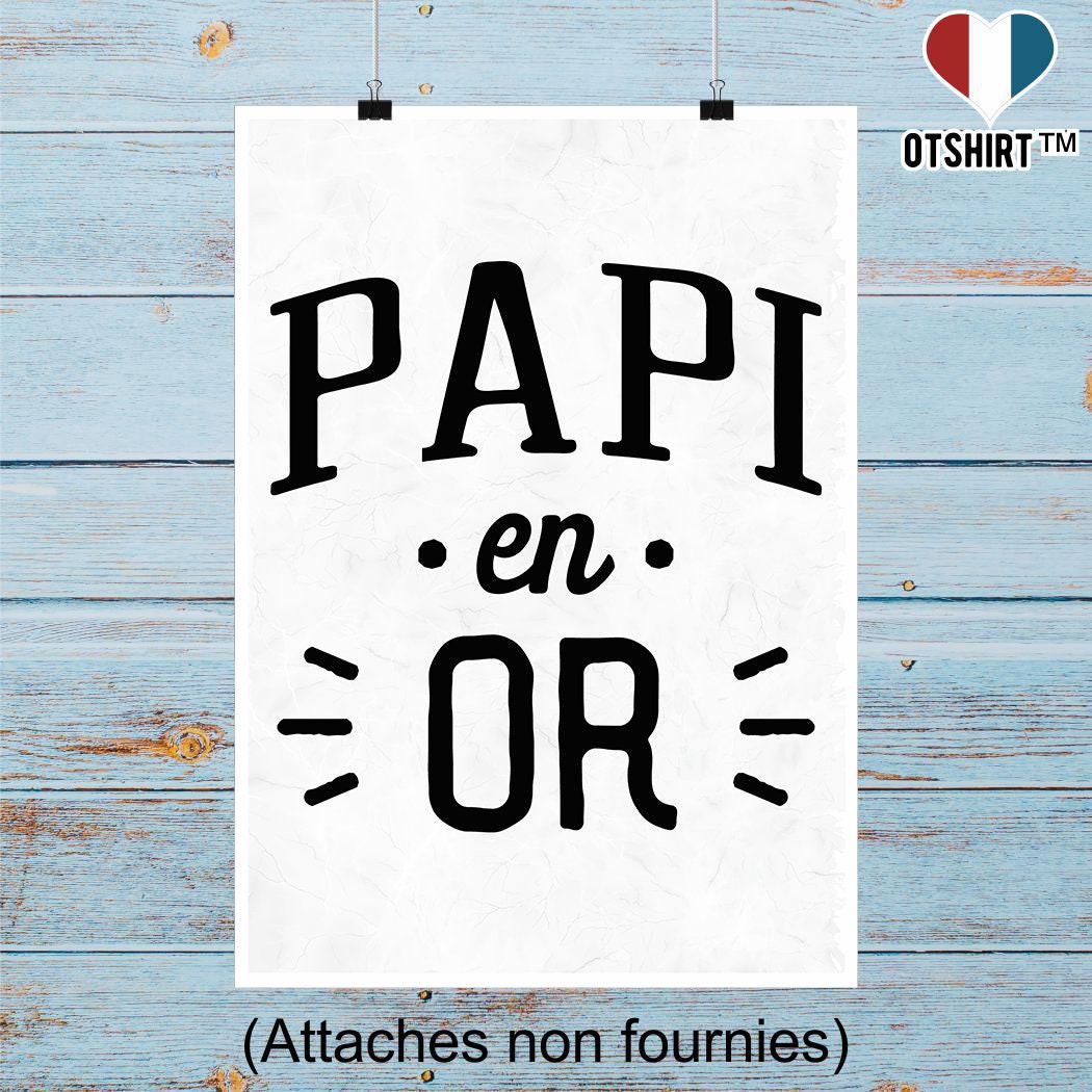 Affiche Papi en Or | Cadeau Humour Décoration Murale Poster Citation Anniversaire