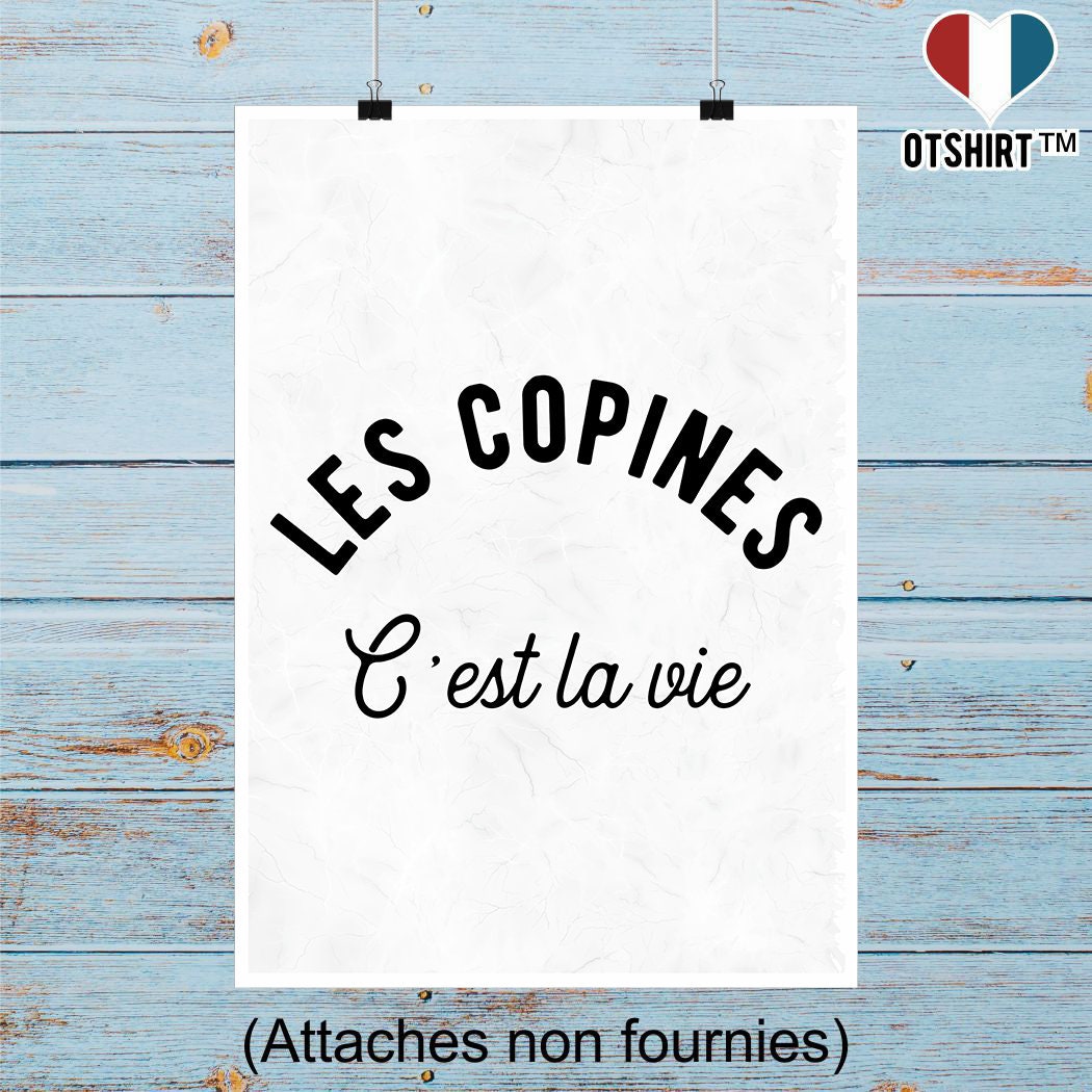 Affiche Pas Cher Les Copines | Cadeau Humour Décoration Murale Poster Citation Anniversaire