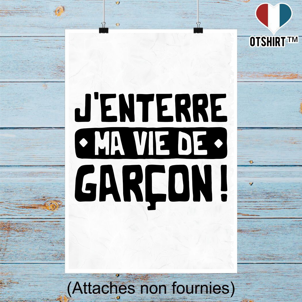 Affiche Ma Vie de Garçon | Cadeau Humour Décoration Murale Poster Citation Anniversaire