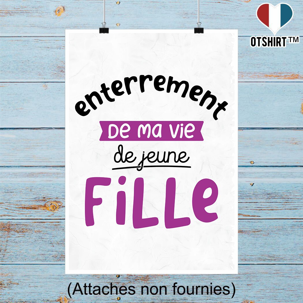 Affiche Ma Vie de Jeune Fille | Cadeau Humour Décoration Murale Poster Citation Anniversaire