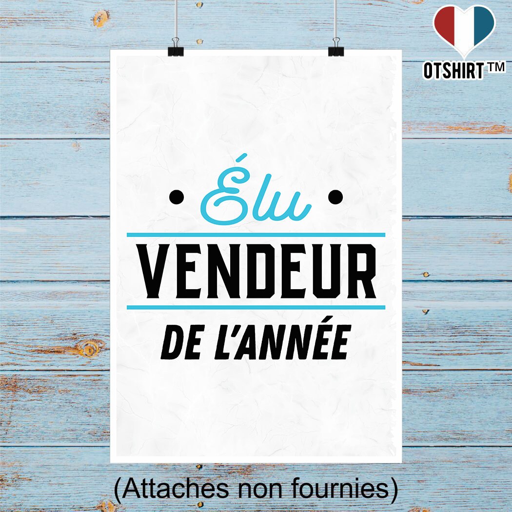 Affiche Vendeur de L'année | Cadeau Humour Décoration Murale Poster Citation Anniversaire
