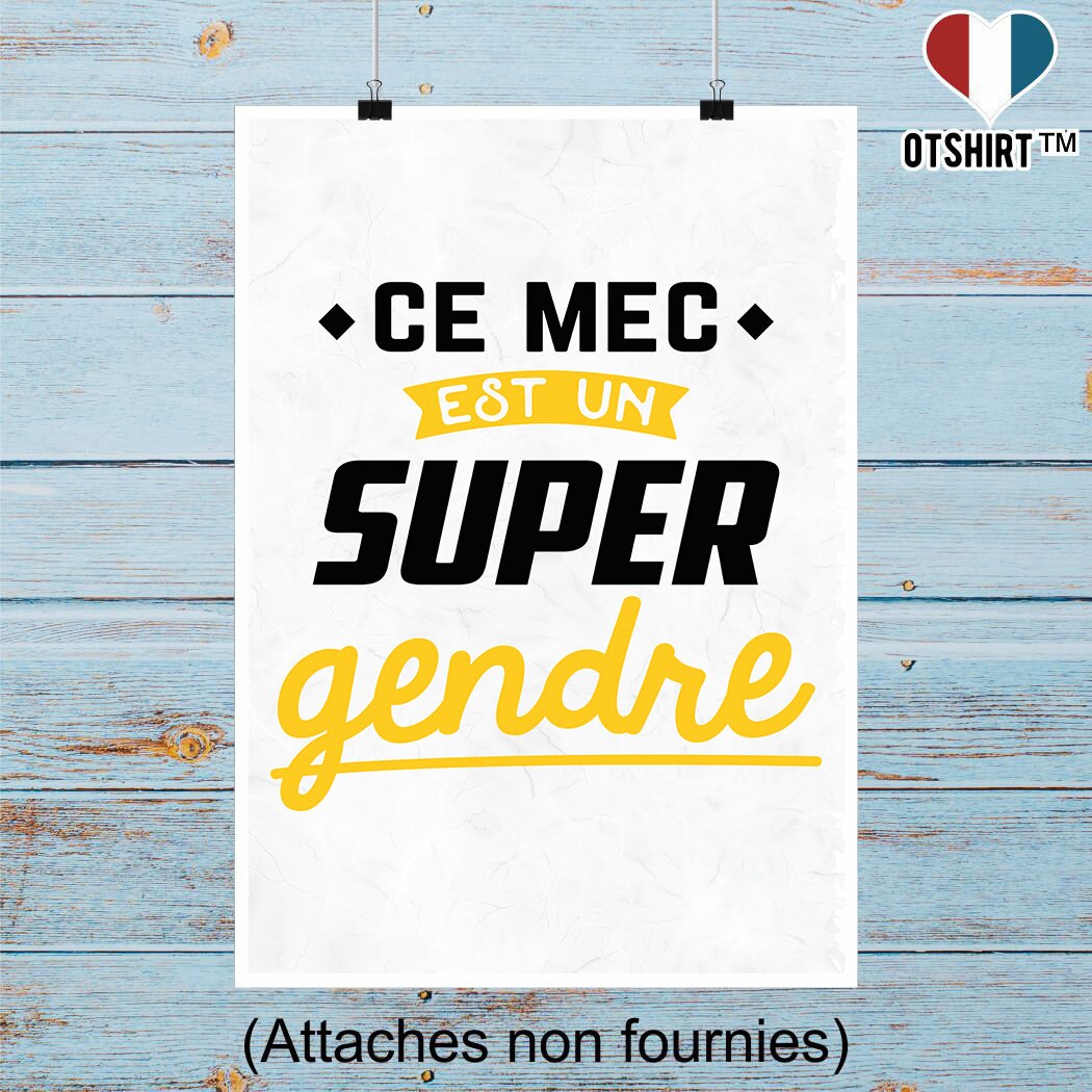 Affiche Un Super Gendre | Cadeau Humour Décoration Murale Poster Citation Anniversaire