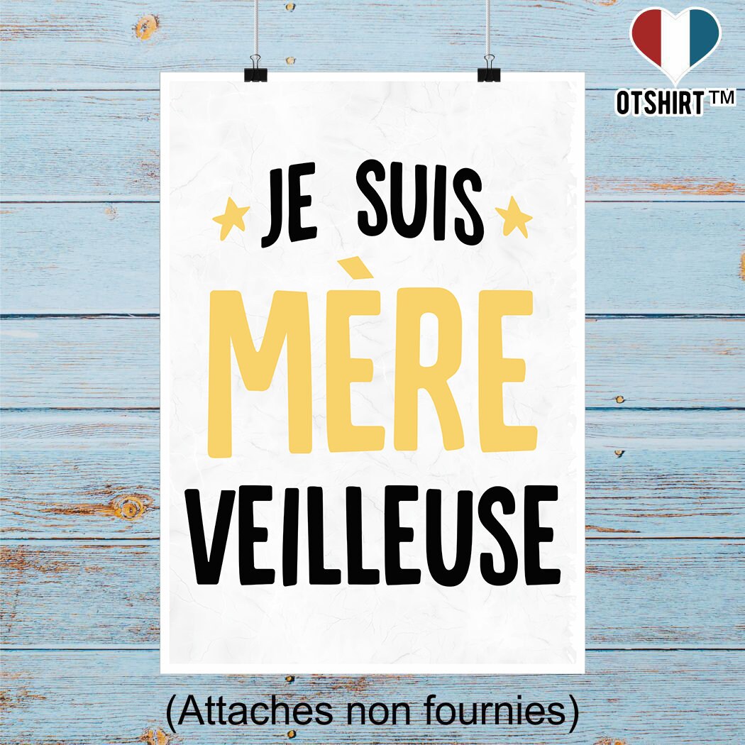 Affiche Mère Veilleuse | Cadeau Humour Décoration Murale Poster Citation Anniversaire