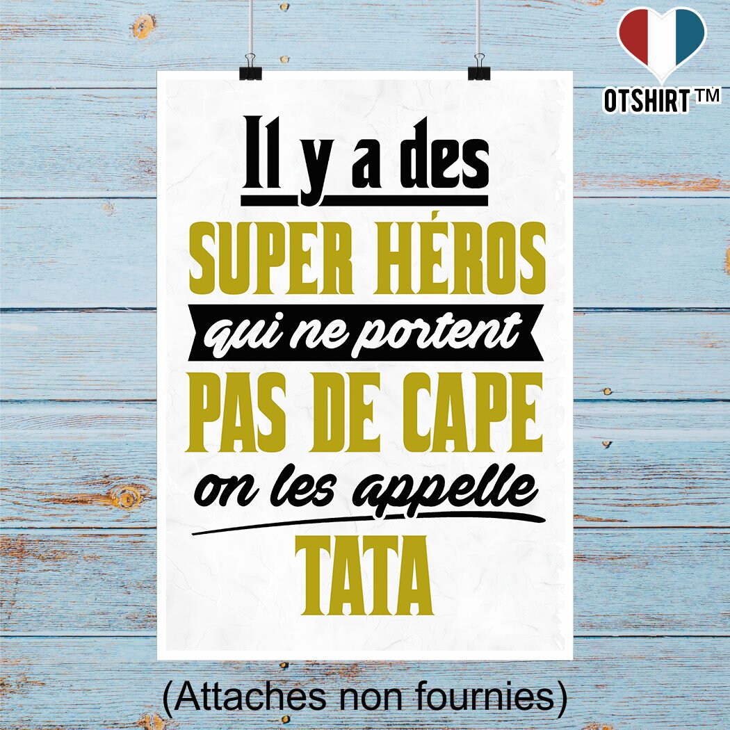 Affiche Tata Super Héro | Cadeau Humour Décoration Murale Poster Citation Anniversaire