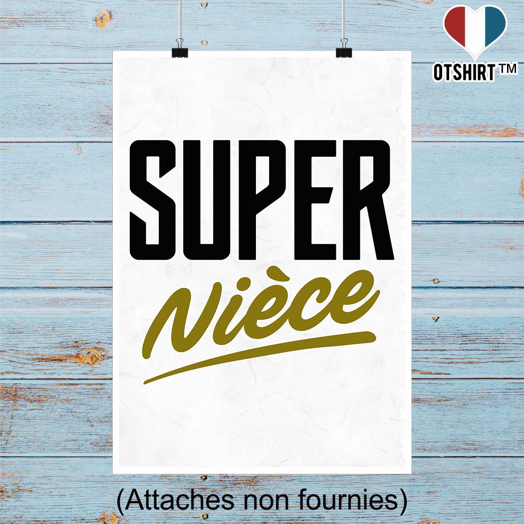 Affiche Super Nièce | Cadeau Humour Décoration Murale Poster Citation Anniversaire