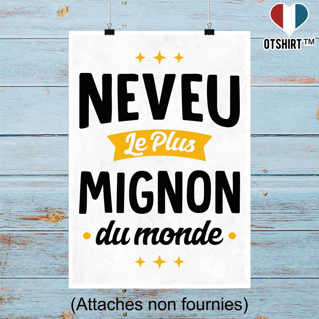 Affiche Neveu Le Plus Mignon | Cadeau Humour Décoration Murale Poster Citation Anniversaire