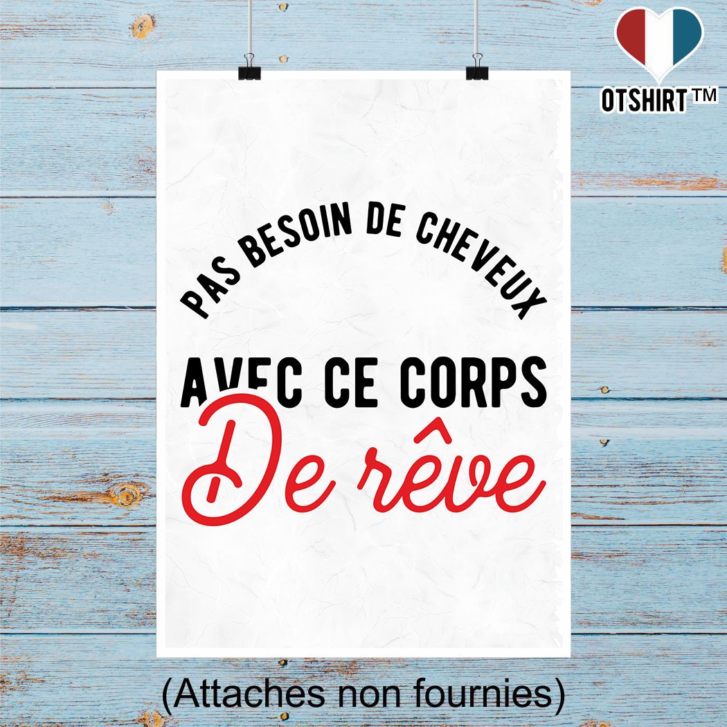 Affiche Pas Cher Besoin de Cheveux | Cadeau Humour Décoration Murale Poster Citation Anniversaire