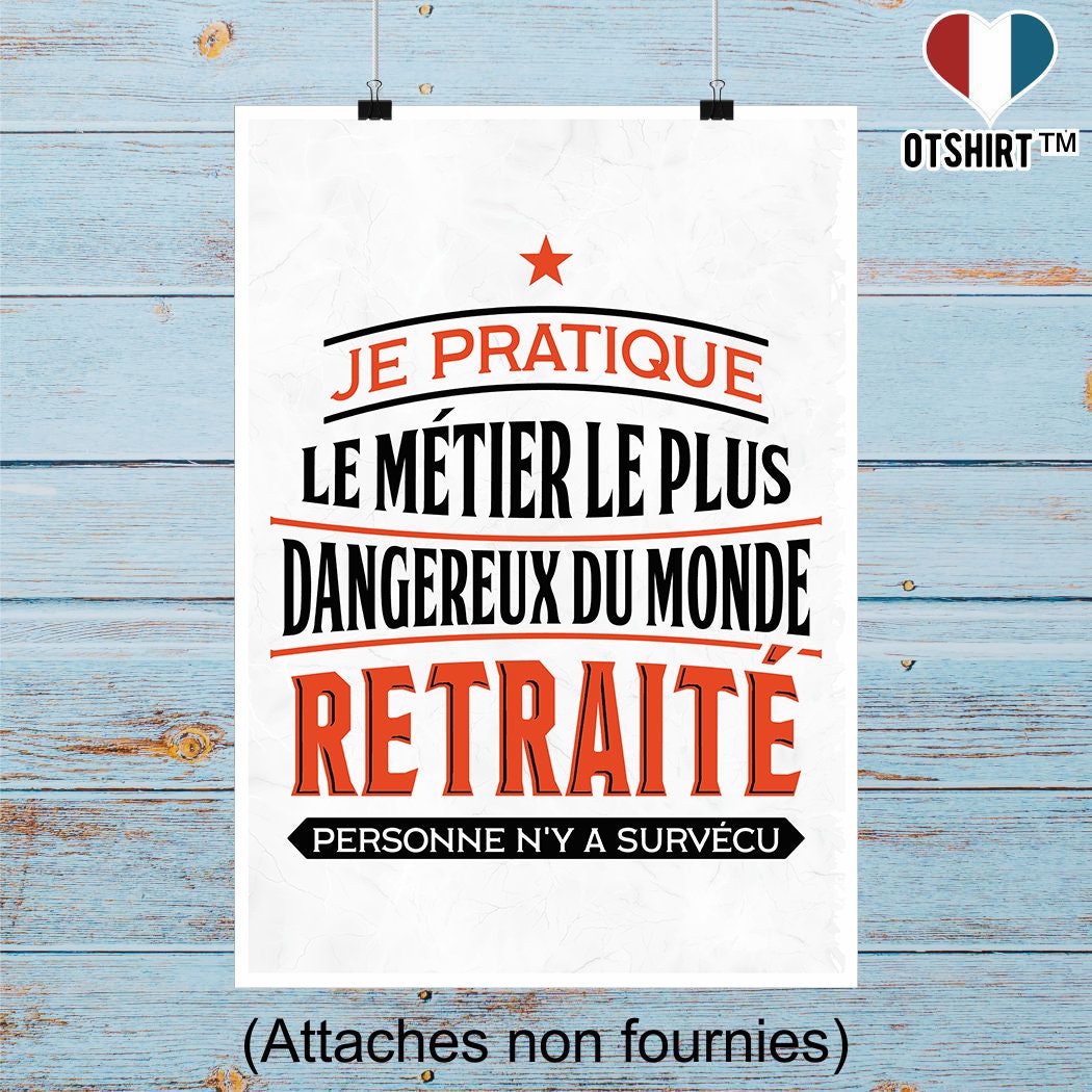 Affiche Retraité Personne N'y A Survécu | Cadeau Humour Décoration Murale Poster Citation Anniversai