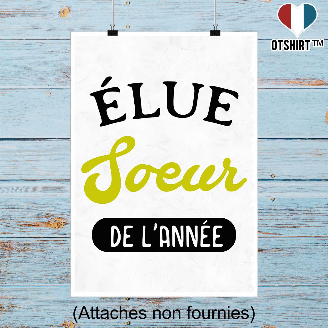 Affiche Soeur de L'année | Cadeau Humour Décoration Murale Poster Citation Anniversaire