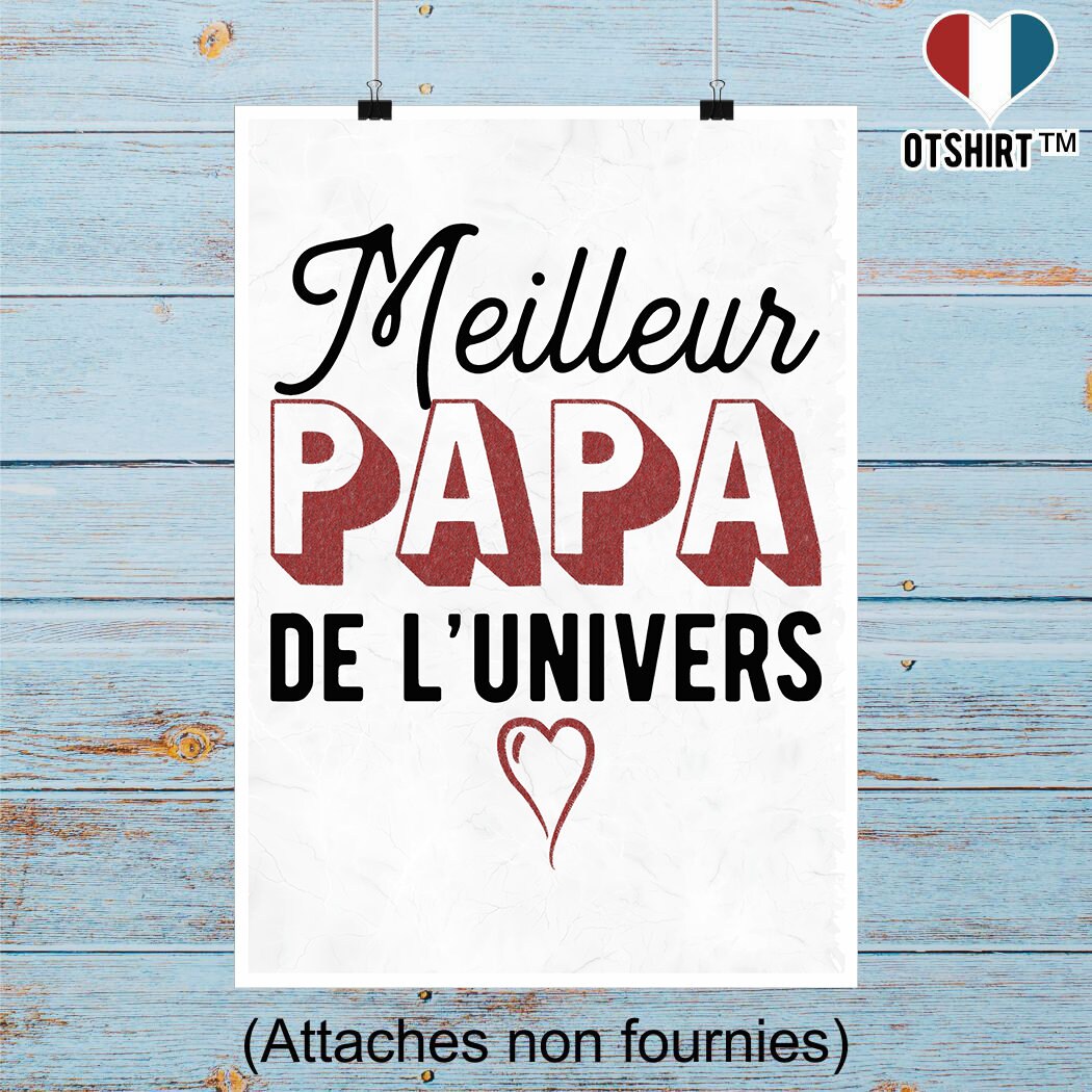 Affiche Meilleur Papa de L'univers | Cadeau Humour Décoration Murale Poster Citation Anniversaire