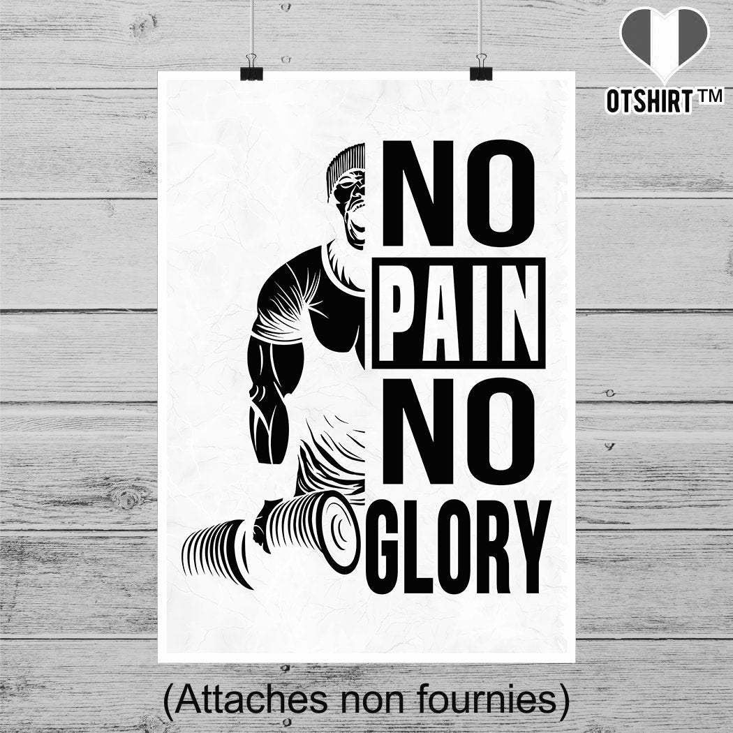 Affiche No Pain Glory | Cadeau Humour Décoration Murale Poster Citation Anniversaire