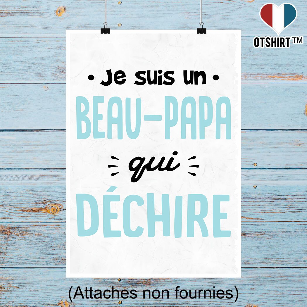 Affiche Un Beau-Papa Qui Déchire 2 | Cadeau Humour Décoration Murale Poster Citation Anniversaire
