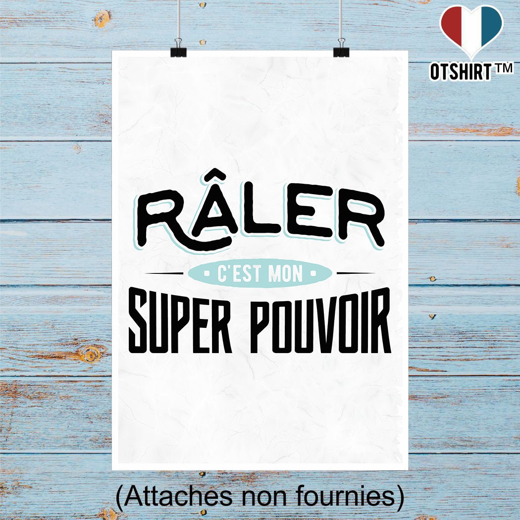 Affiche Râler C'est Mon Super Pouvoir | Cadeau Humour Décoration Murale Poster Citation Anniversaire