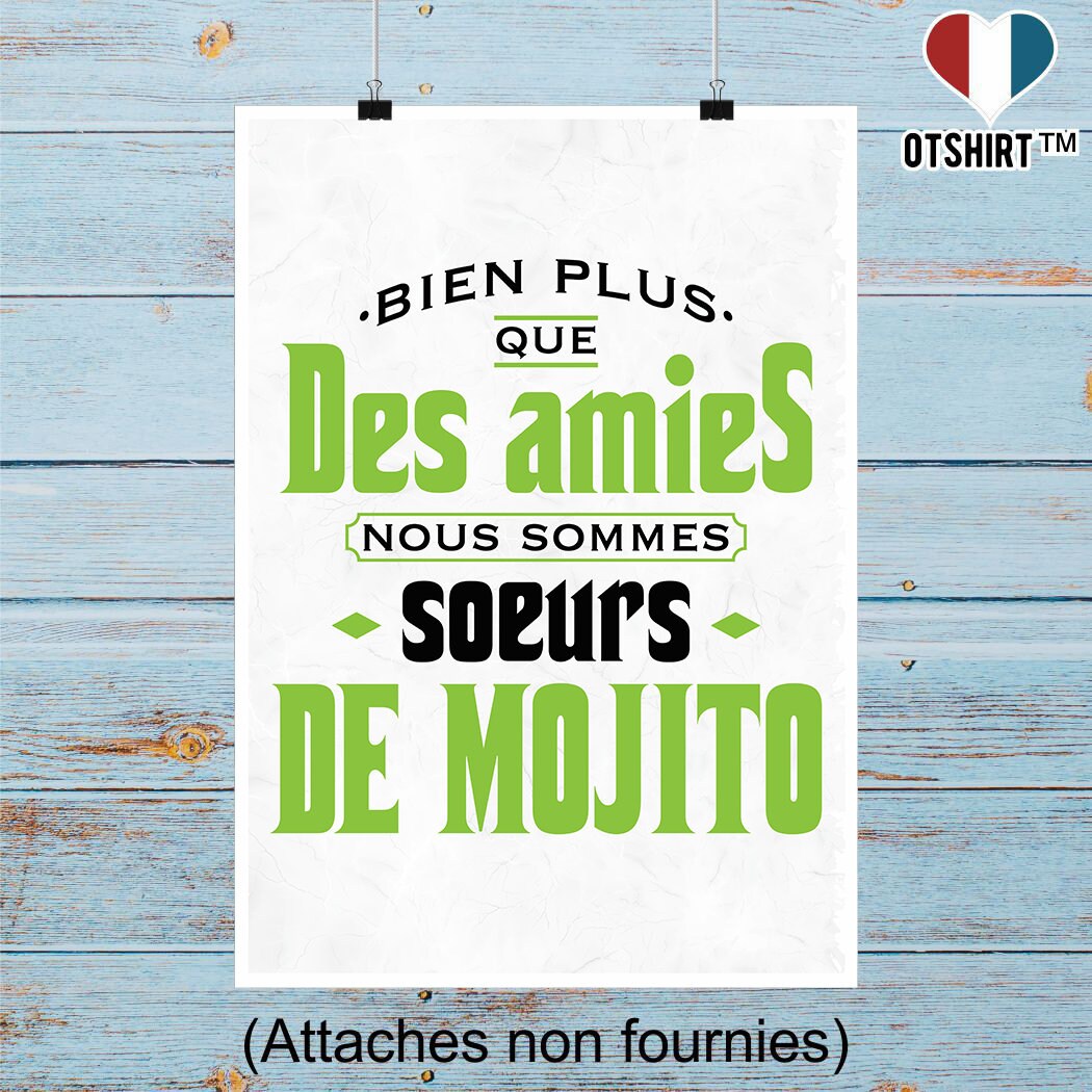 Affiche Soeurs de Mojito | Cadeau Humour Décoration Murale Poster Citation Anniversaire