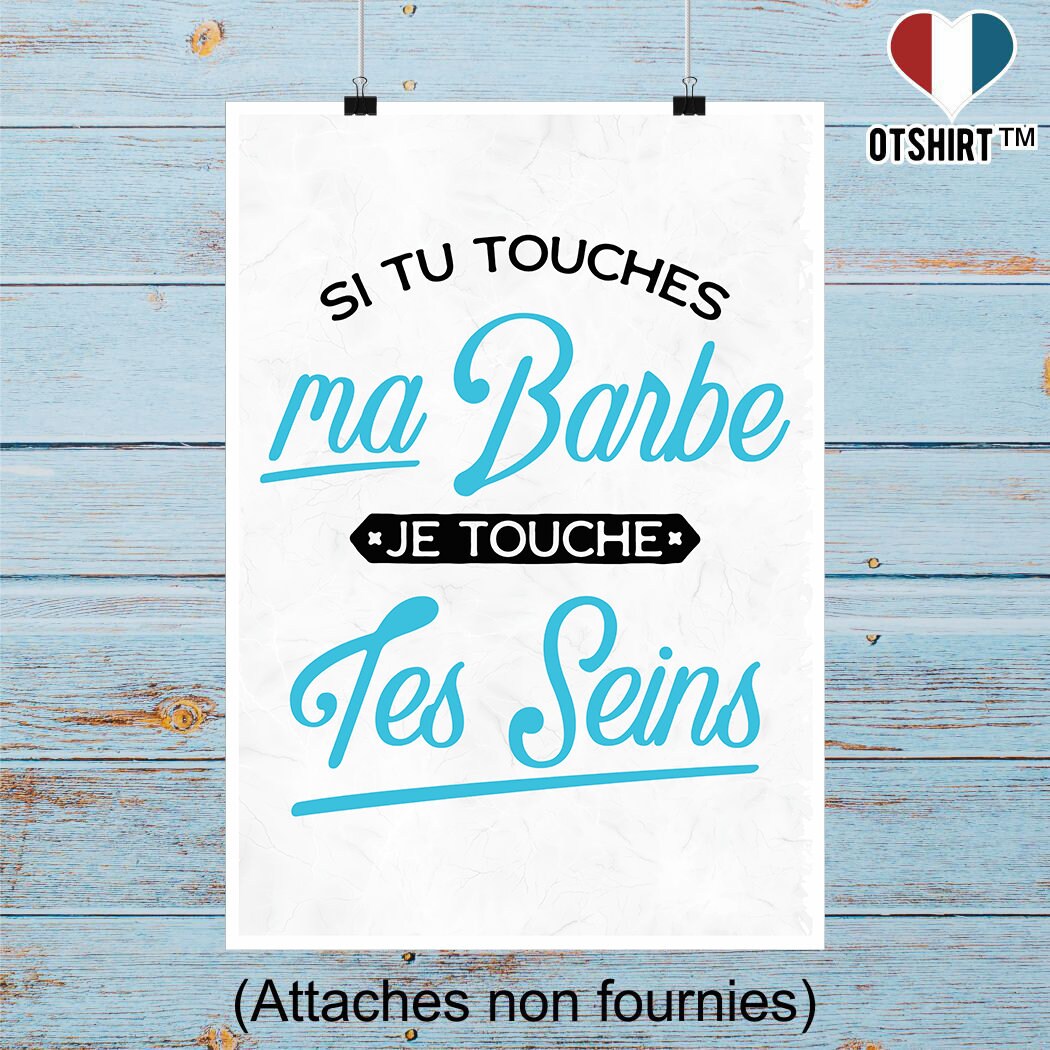 Affiche Si Tu Touches Ma Barbe | Cadeau Humour Décoration Murale Poster Citation Anniversaire