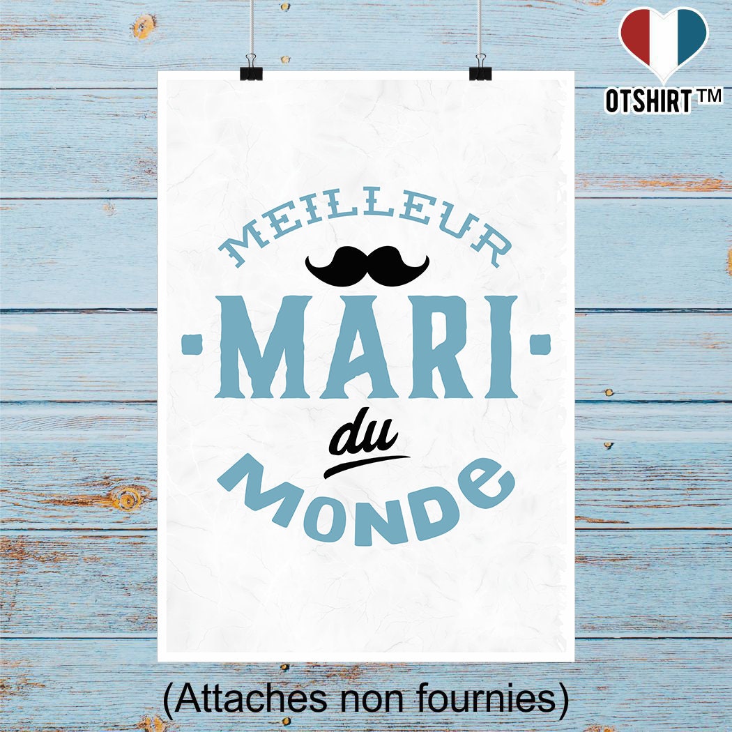 Affiche Meilleur Mari Du Monde | Cadeau Humour Décoration Murale Poster Citation Anniversaire