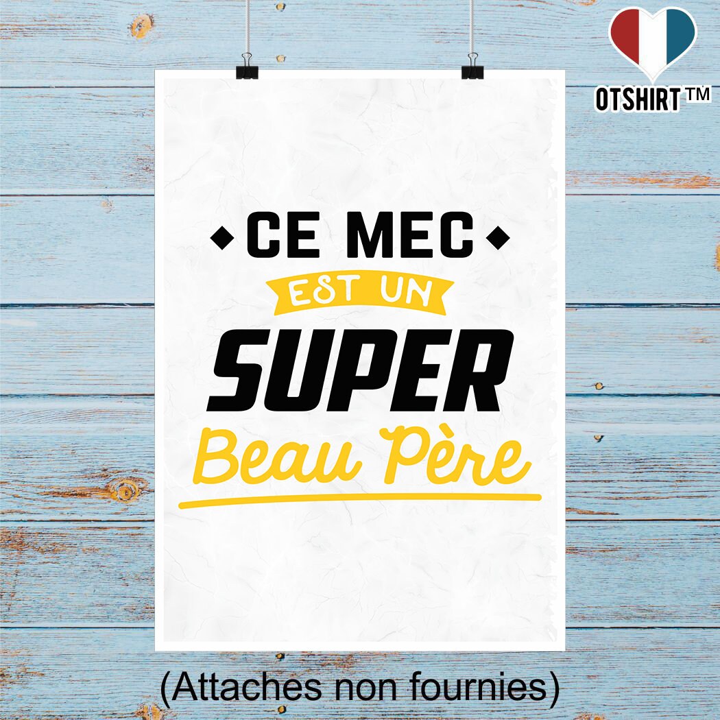 Affiche Super Beau Père | Cadeau Humour Décoration Murale Poster Citation Anniversaire