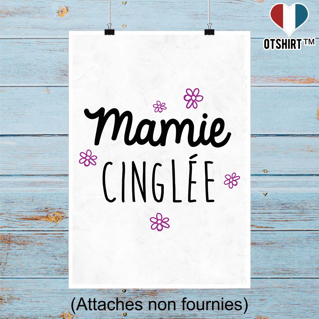 Affiche Mamie Cinglée | Cadeau Humour Décoration Murale Poster Citation Anniversaire