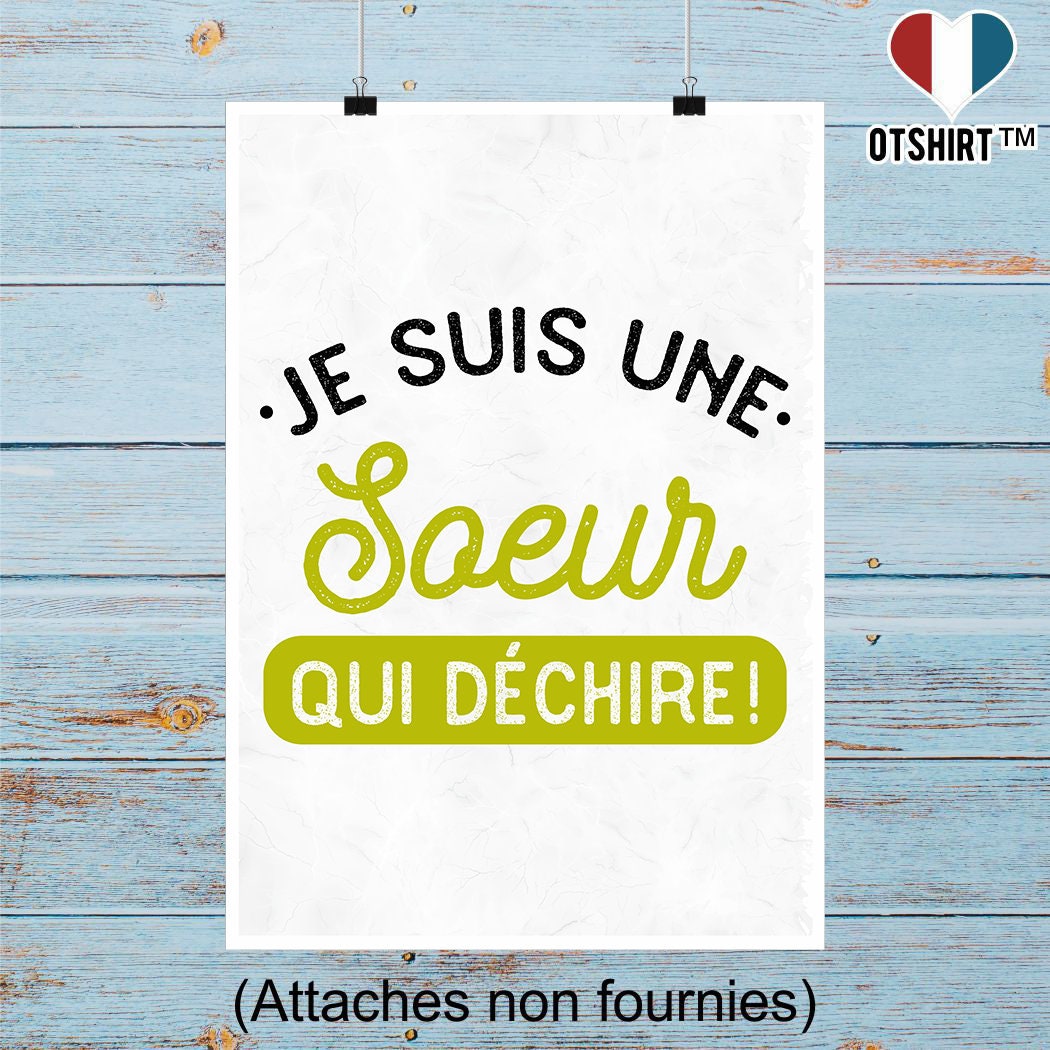 Affiche Une Soeur Qui Déchire | Cadeau Humour Décoration Murale Poster Citation Anniversaire