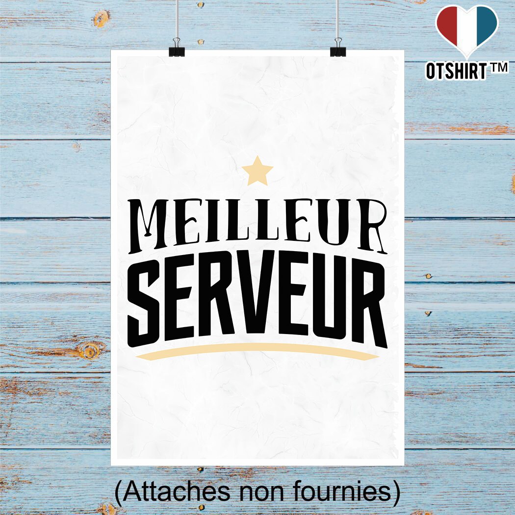 Affiche Meilleur Serveur | Cadeau Humour Décoration Murale Poster Citation Anniversaire