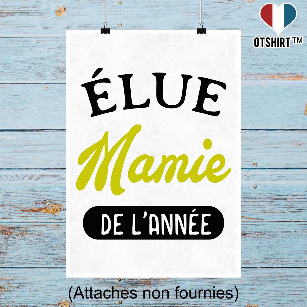 Affiche Mamie de L'année | Cadeau Humour Décoration Murale Poster Citation Anniversaire