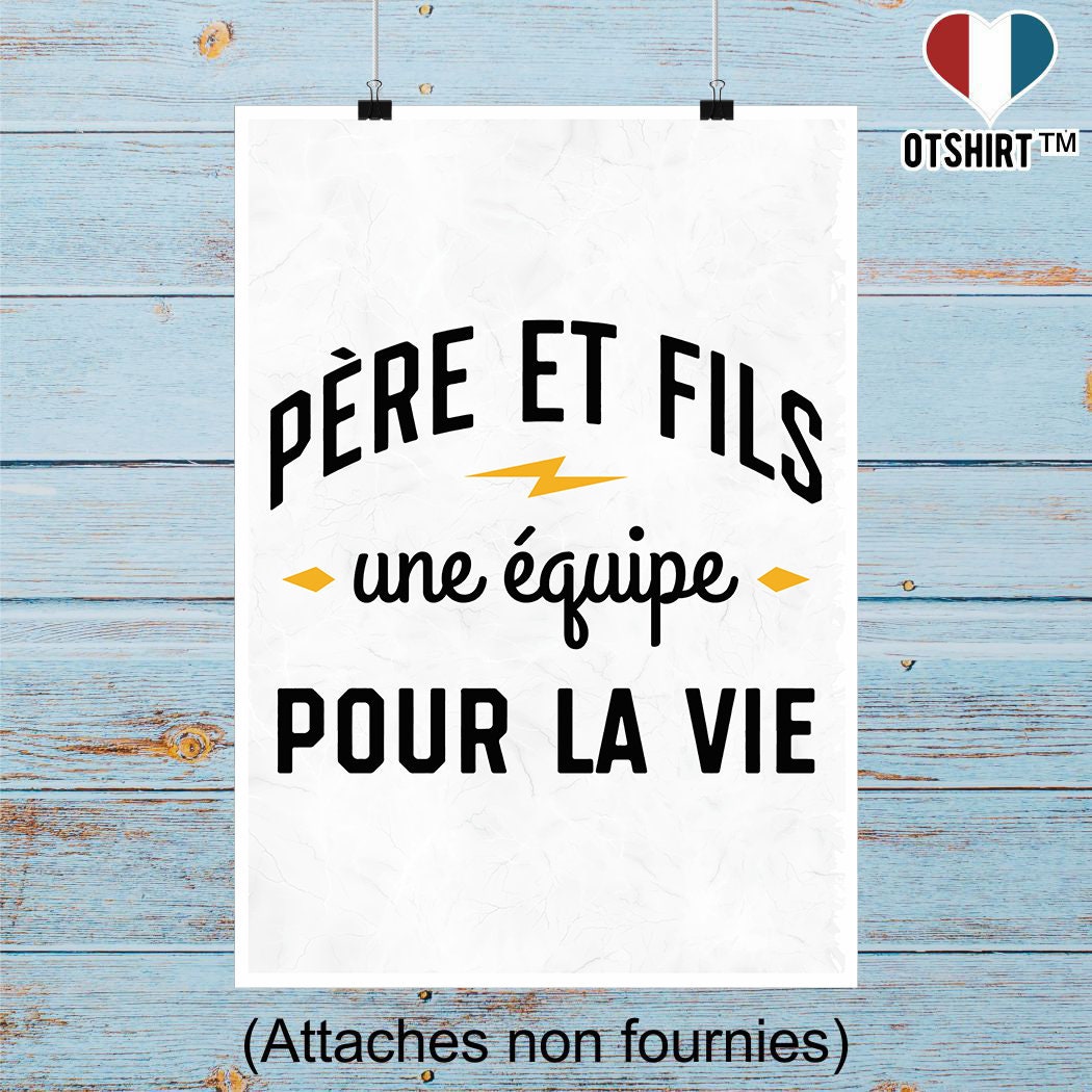 Affiche Père et Fils | Cadeau Humour Décoration Murale Poster Citation Anniversaire