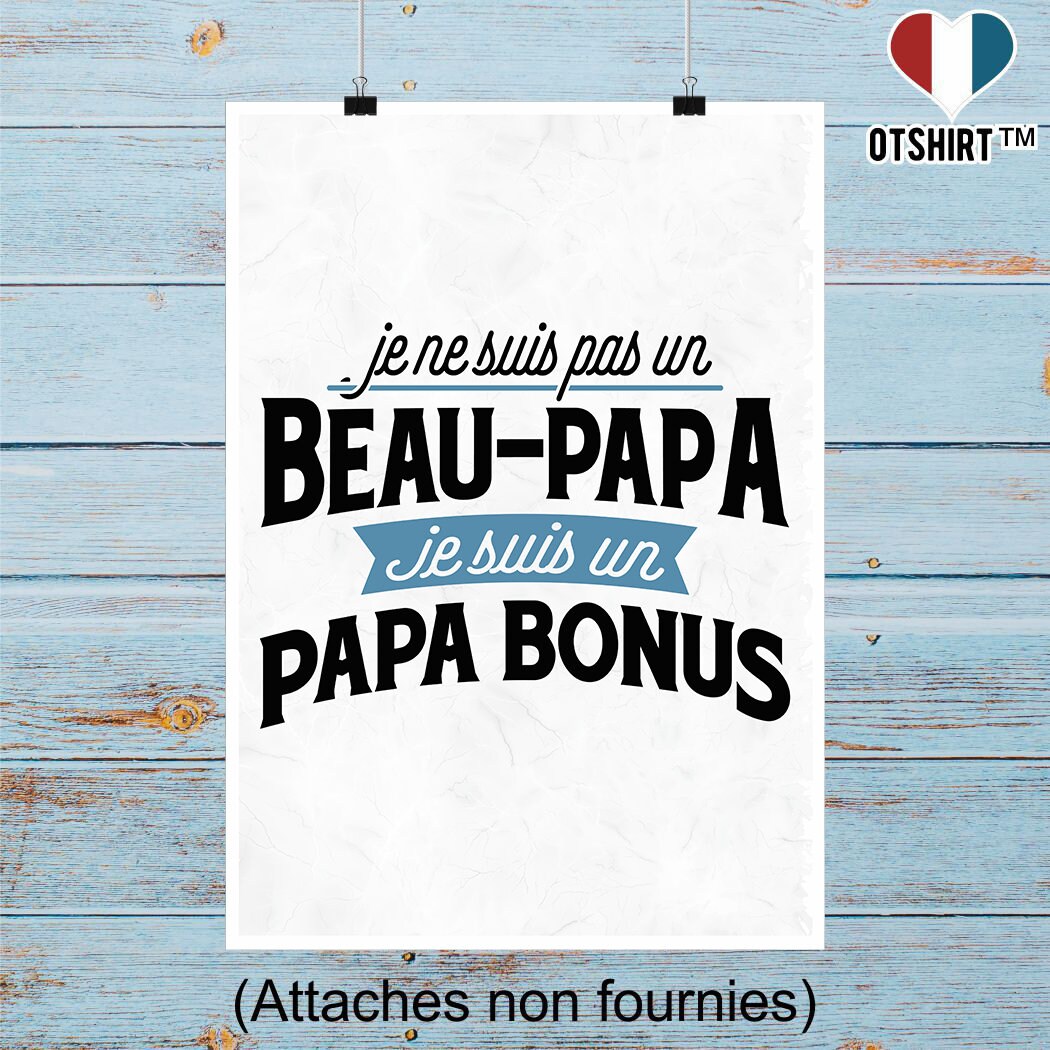 Affiche Papa Bonus Beau | Cadeau Humour Décoration Murale Poster Citation Anniversaire