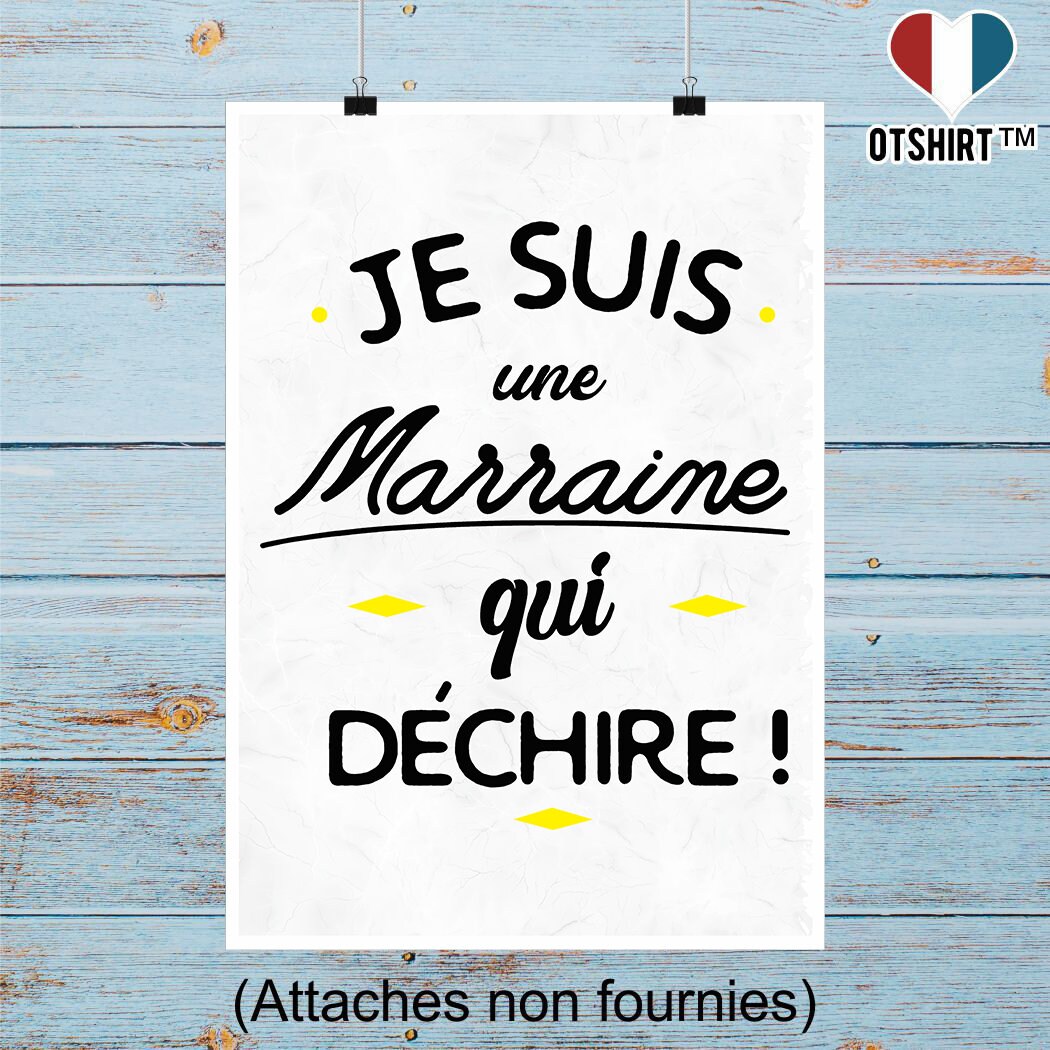 Affiche Marraine Qui Déchire | Cadeau Humour Décoration Murale Poster Citation Anniversaire