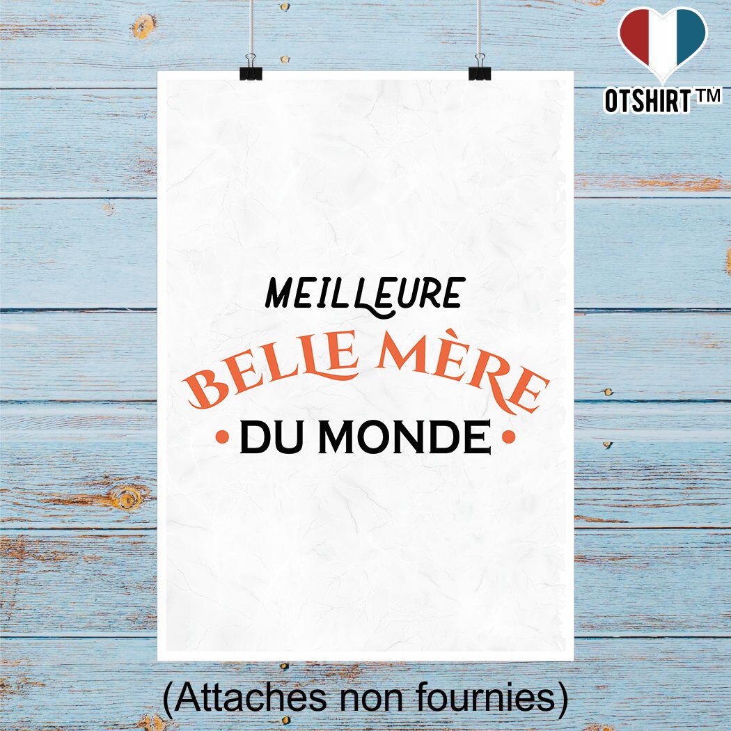 Affiche Meilleure Belle Mère Du Monde | Cadeau Humour Décoration Murale Poster Citation Anniversaire