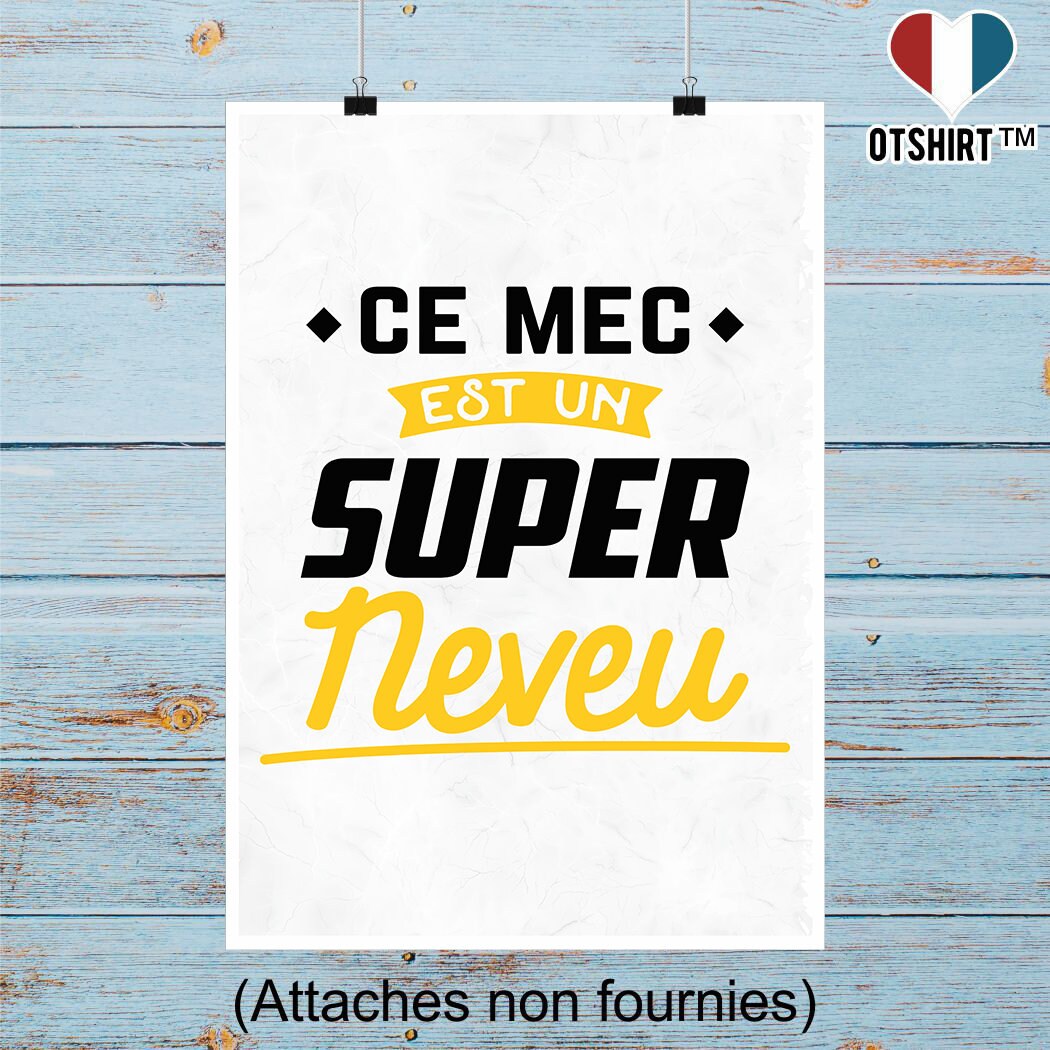 Affiche Un Super Neveu | Cadeau Humour Décoration Murale Poster Citation Anniversaire
