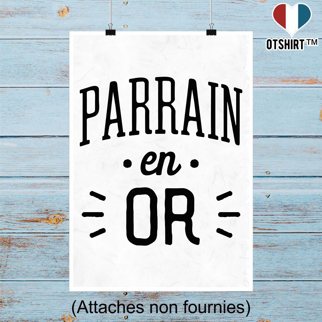 Affiche Parrain en Or | Cadeau Humour Décoration Murale Poster Citation Anniversaire