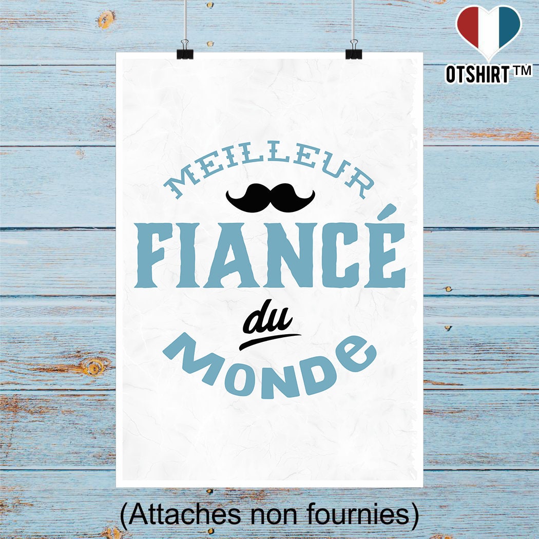 Affiche Meilleur Fiancé Du Monde | Cadeau Humour Décoration Murale Poster Citation Anniversaire