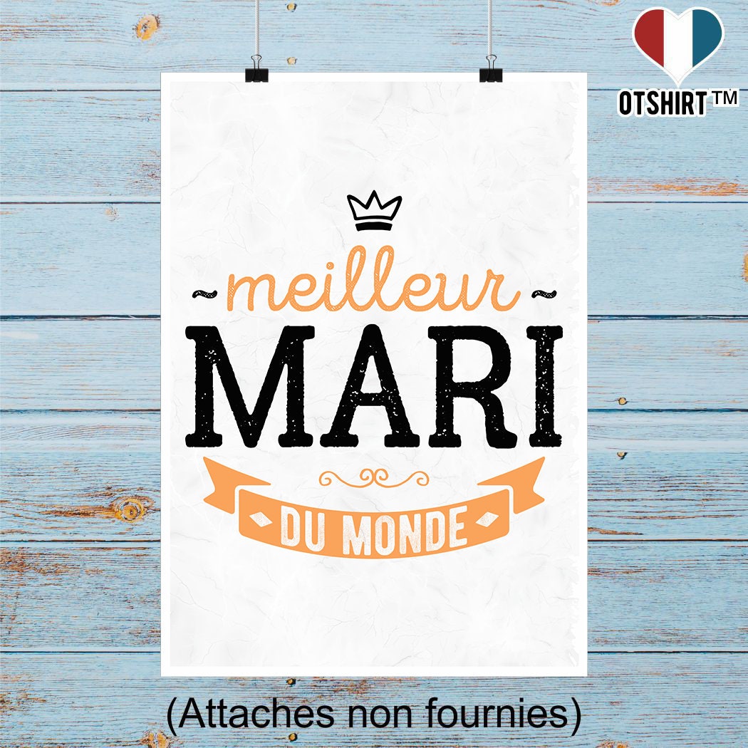 Affiche Meilleur Mari Du Monde 2 | Cadeau Humour Décoration Murale Poster Citation Anniversaire
