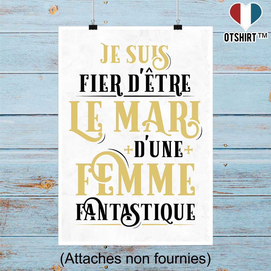 Affiche Un Mari Fier | Cadeau Humour Décoration Murale Poster Citation Anniversaire