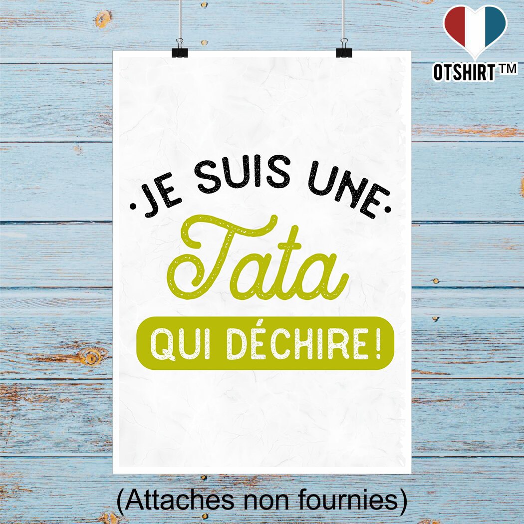 Affiche Une Tata Qui Déchire | Cadeau Humour Décoration Murale Poster Citation Anniversaire